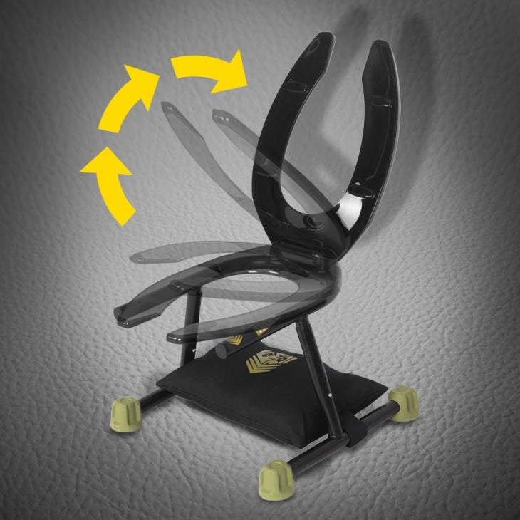 Fort Troff Trench Rider Black with adjustable height, industrial-grade seat, and rubber feet for stability.