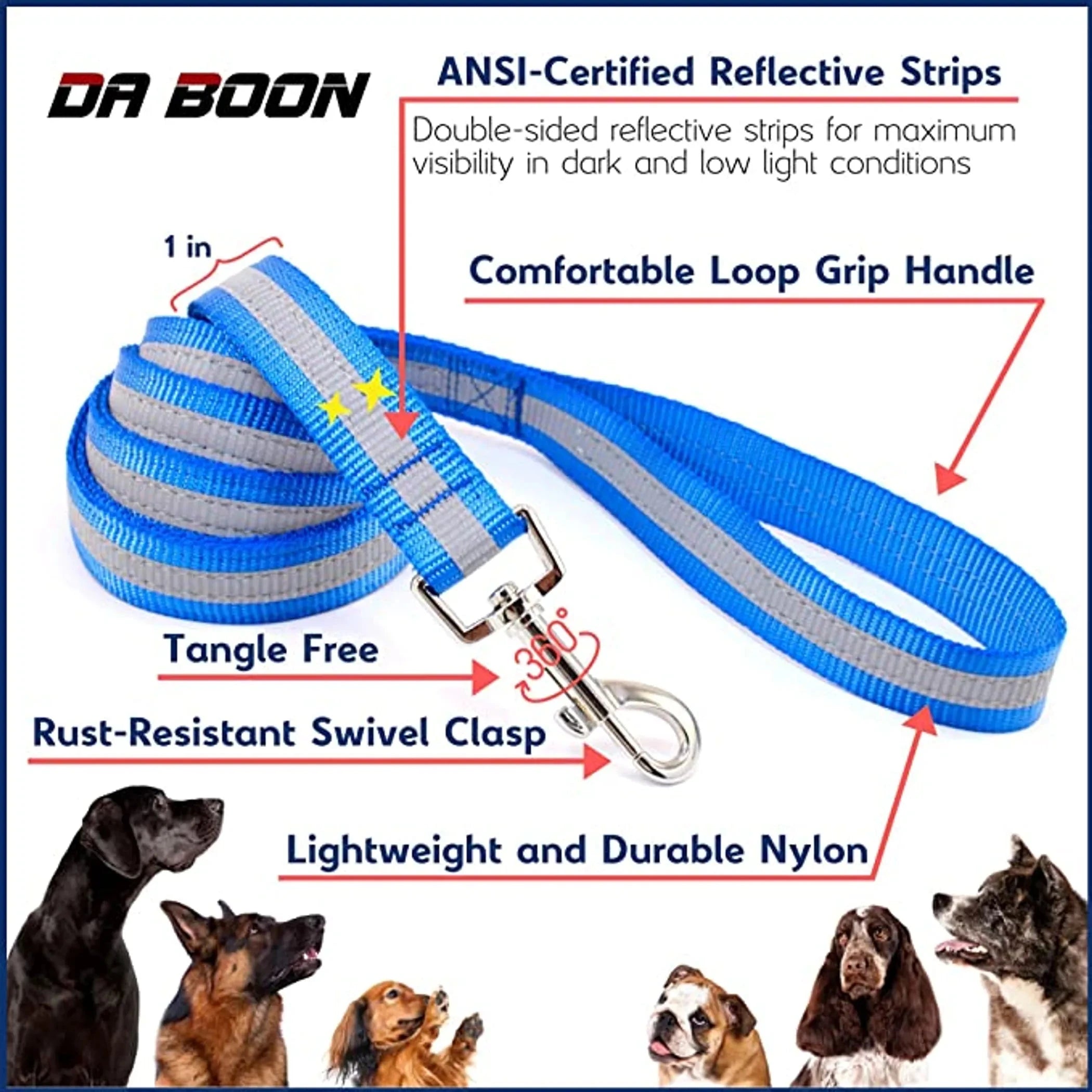 Da Boon Original Double-Sided Reflective Leash by Pet Care