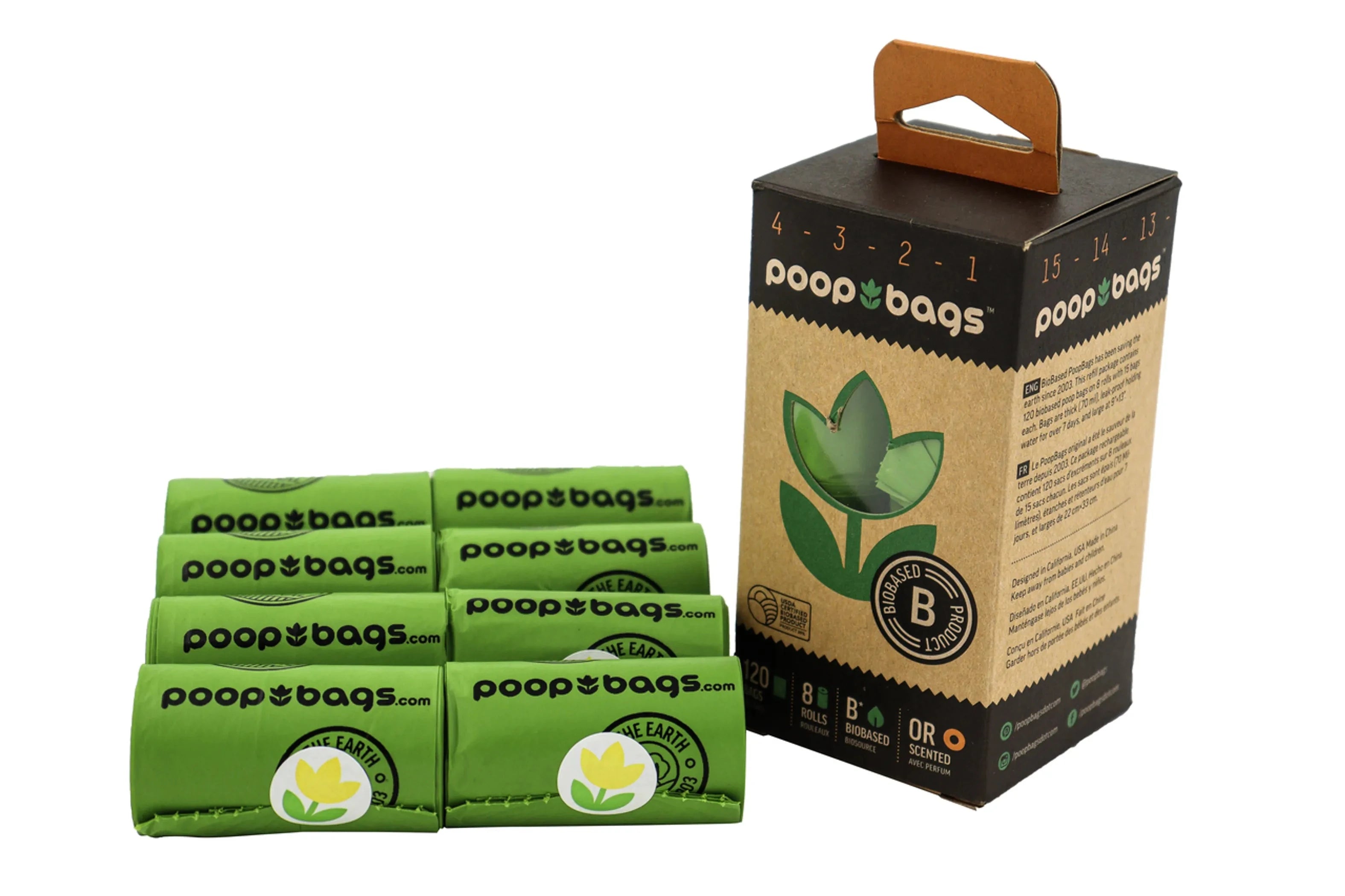 The Original Poop Bags Orange Scented USDA Biobased Rolls by Pet Care