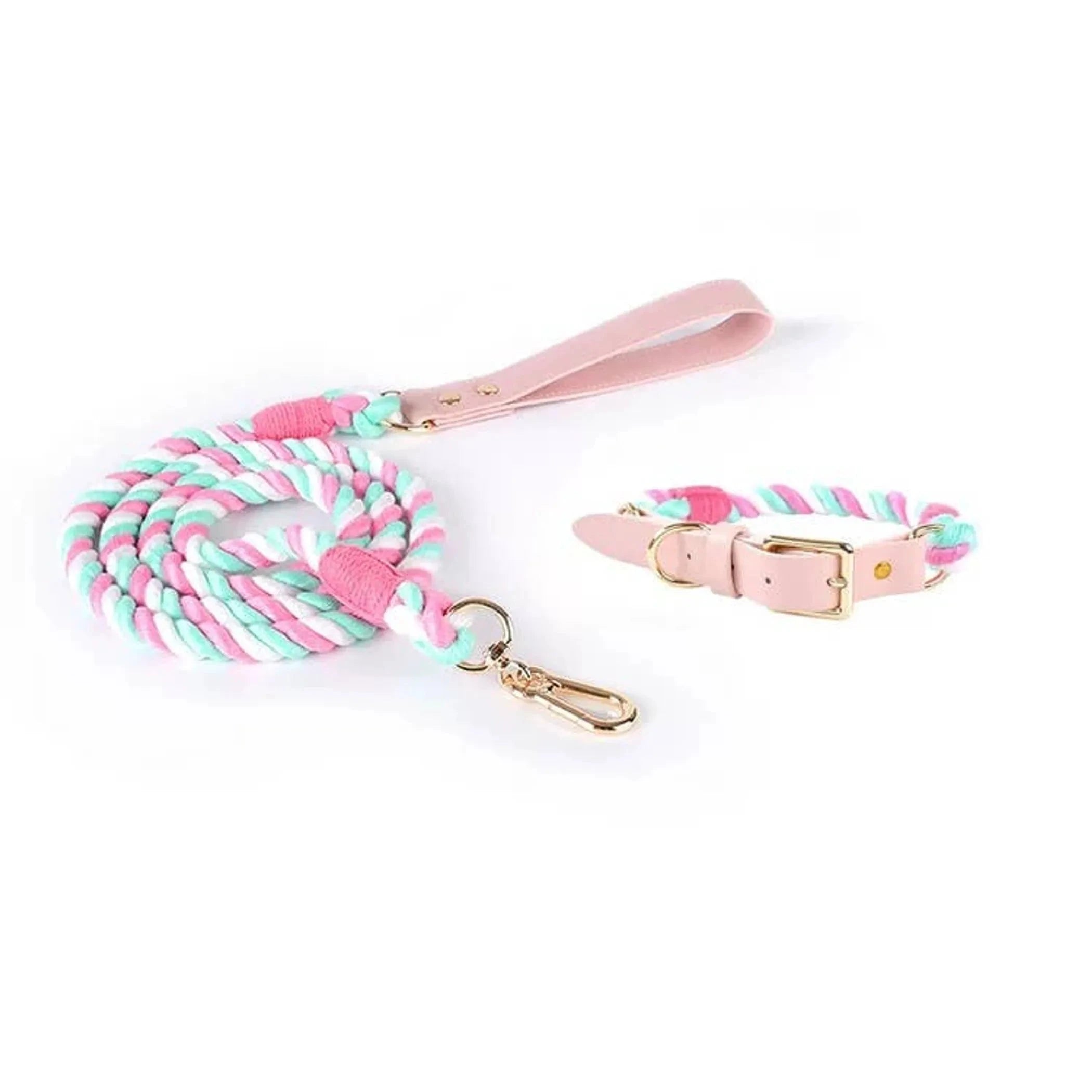 Luxe Royal Leather Rope Leash and Collar Set - Size: | Pack Of: 1 by Pet Care