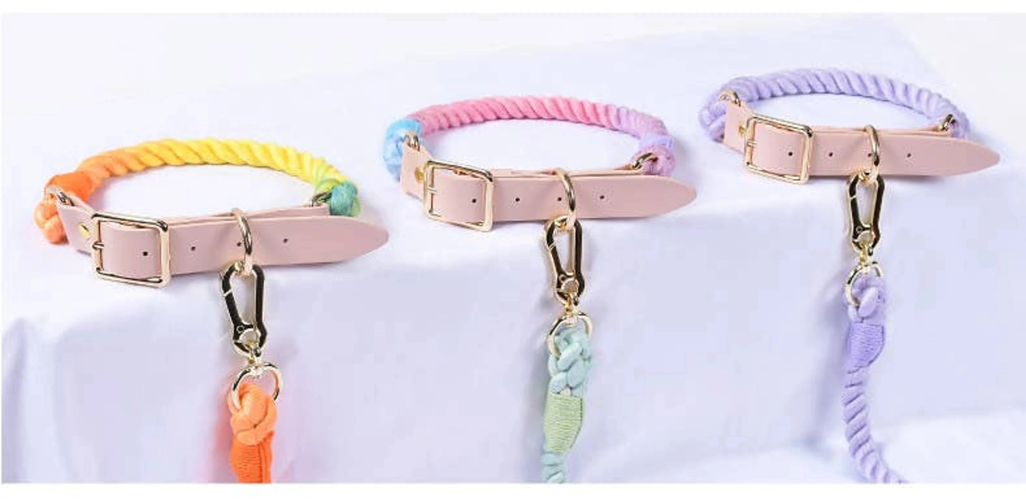 Luxe Royal Leather Rope Leash and Collar Set - Size: | Pack Of: 1 by Pet Care