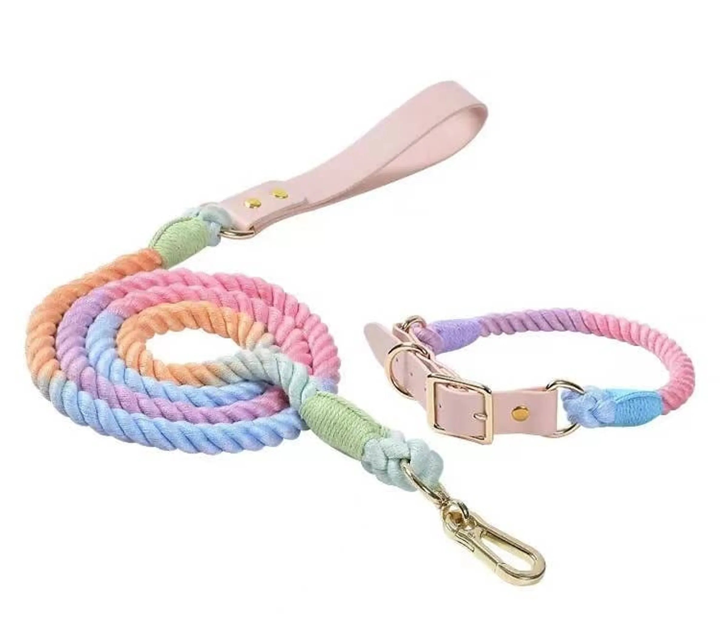 Luxe Royal Leather Rope Leash and Collar Set - Size: | Pack Of: 1