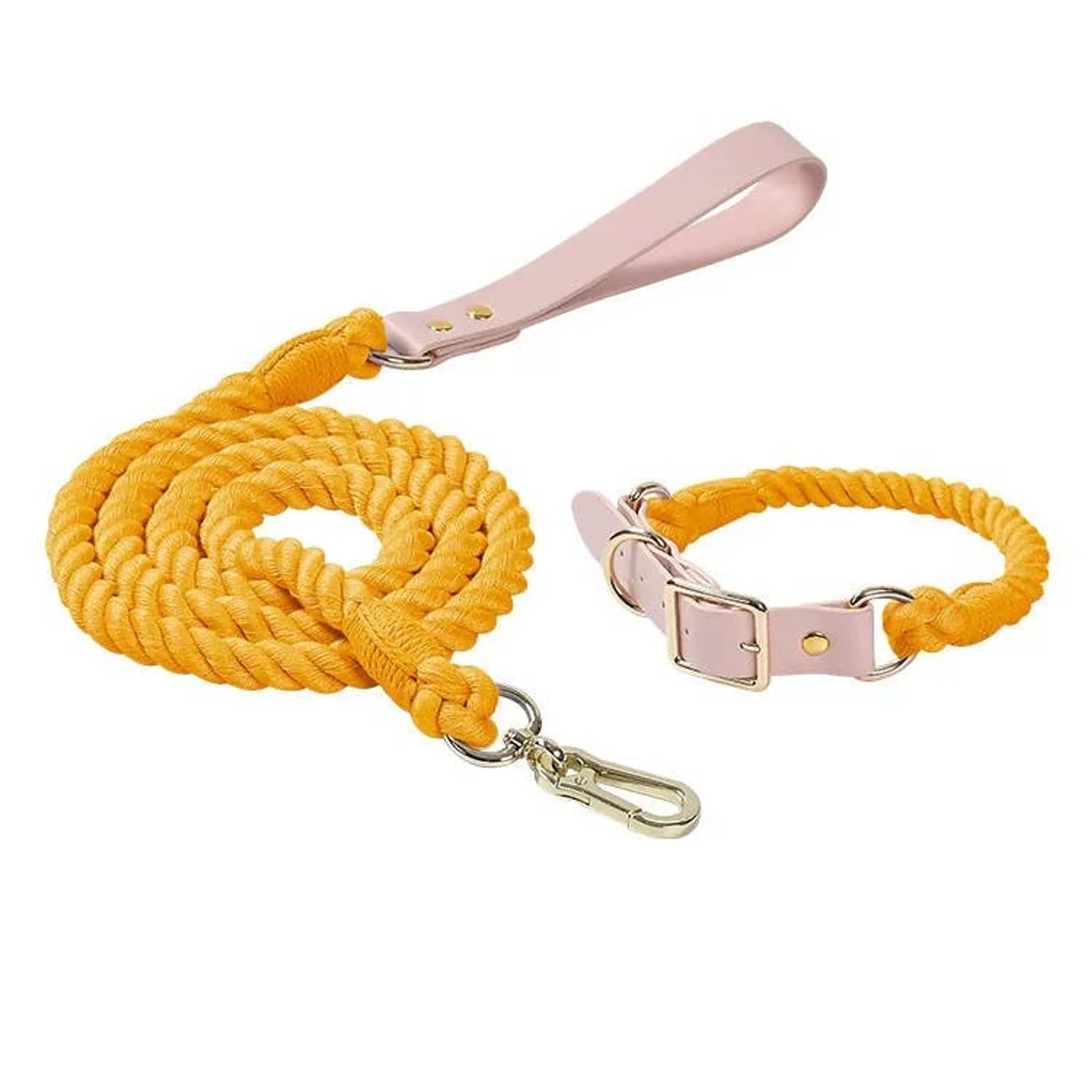 Luxe Royal Leather Rope Leash and Collar Set - Size: | Pack Of: 1