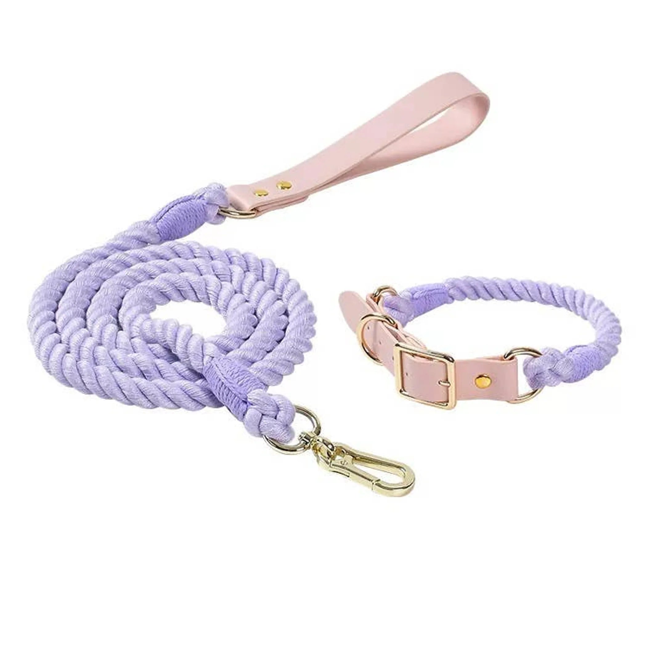 Luxe Royal Leather Rope Leash and Collar Set - Size: | Pack Of: 1