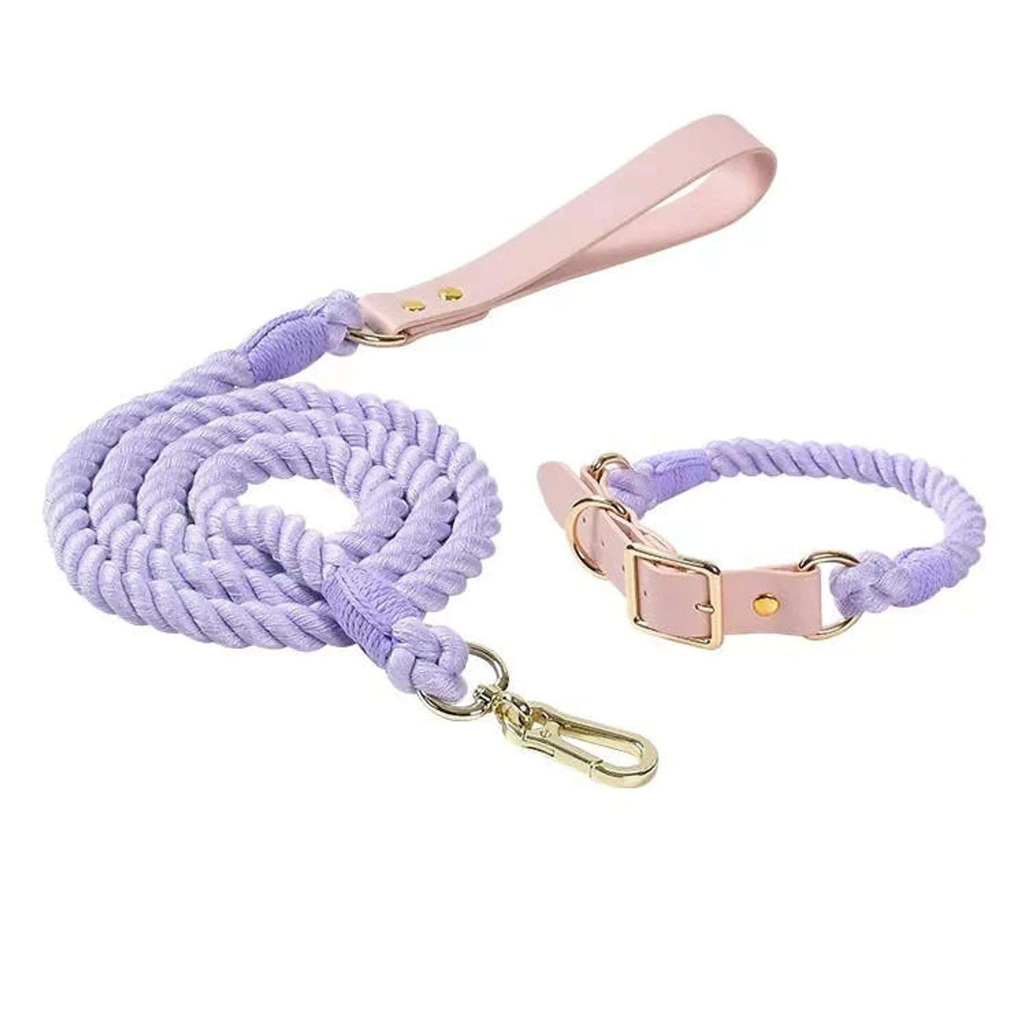 Luxe Royal Leather Rope Leash and Collar Set - Size: | Pack Of: 1 by Pet Care