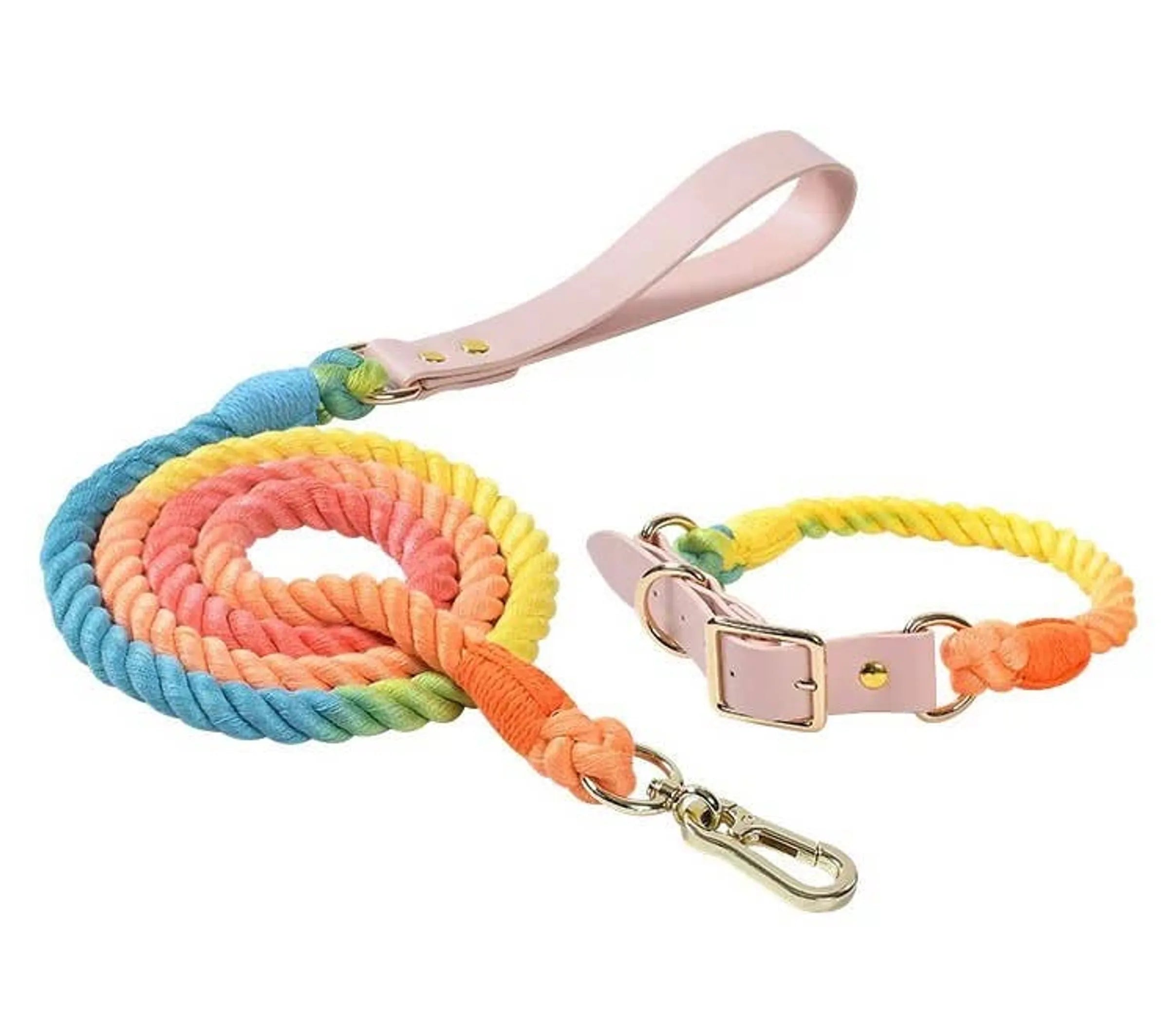 Luxe Royal Leather Rope Leash and Collar Set - Size: | Pack Of: 1