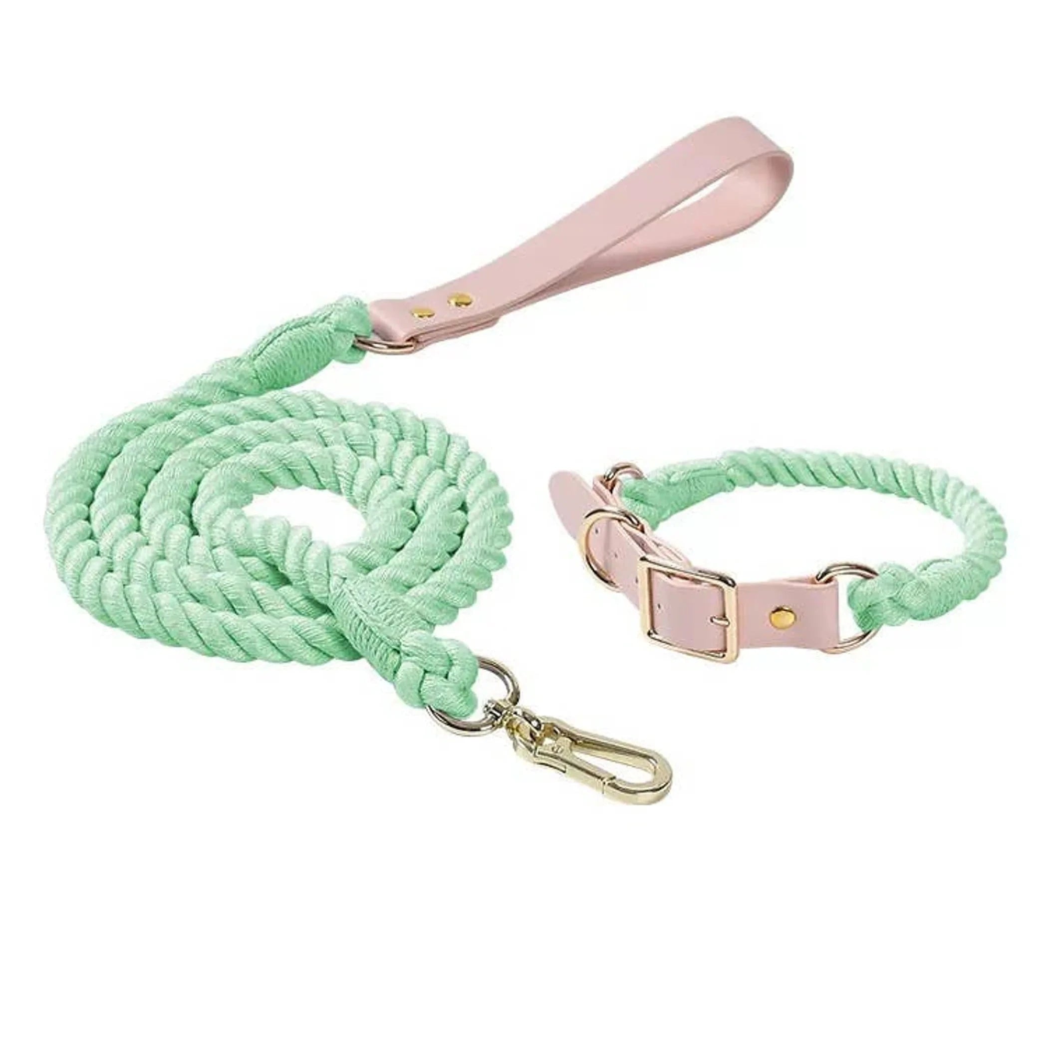 Luxe Royal Leather Rope Leash and Collar Set - Size: | Pack Of: 1 by Pet Care