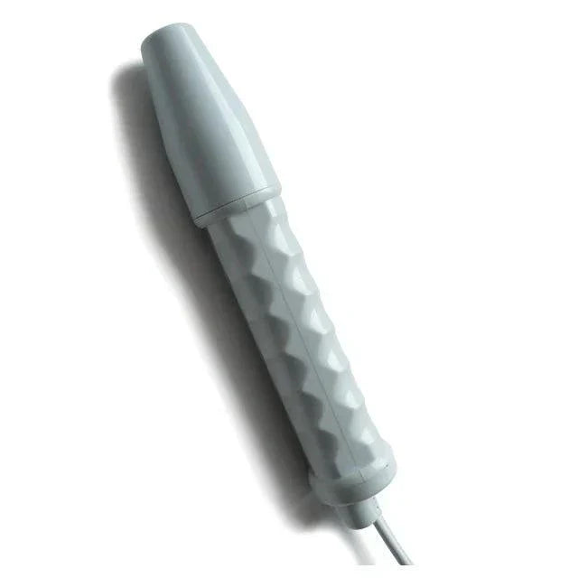 KinkLab Neon Wand electrosex device with white handle and textured grip for customizable electrical stimulation