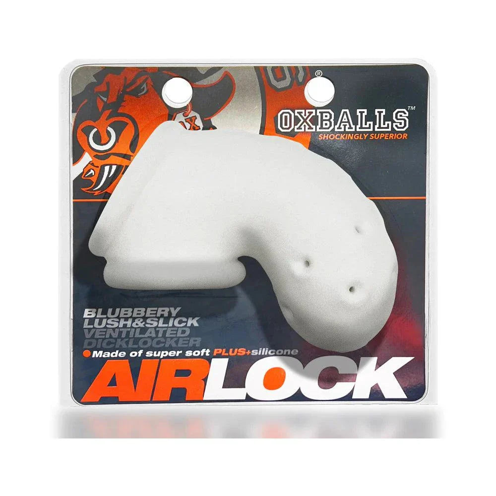 OxBalls Airlock Air-Lite Vented Chastity Device in packaging, showcasing breathable design and locking system.