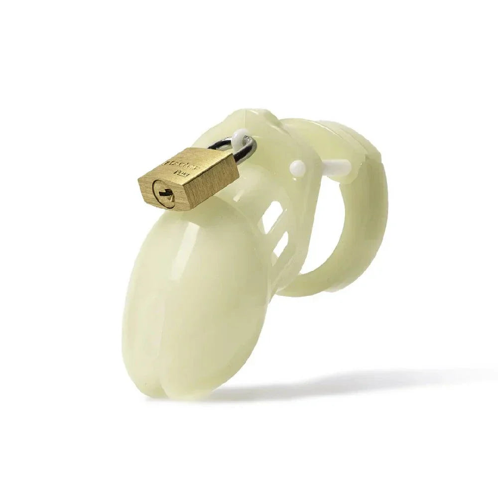 CB-6000S male chastity cage kit with glow-in-the-dark feature and brass lock