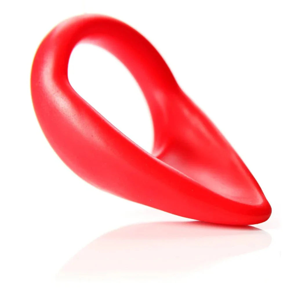 Tantus Cock Sling Teardrop 1.75 in. Crimson made of ultra-premium silicone, offering comfort and safety in intimate experiences.