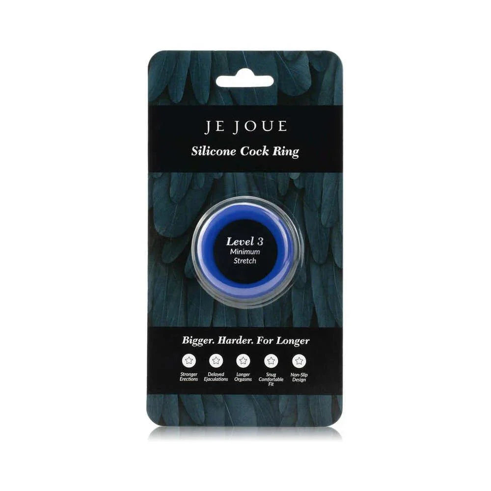 Je Joue Silicone Ring Minimum Stretch Blue cock ring in premium silicone for firmer erections and longer orgasms with non-slip design.