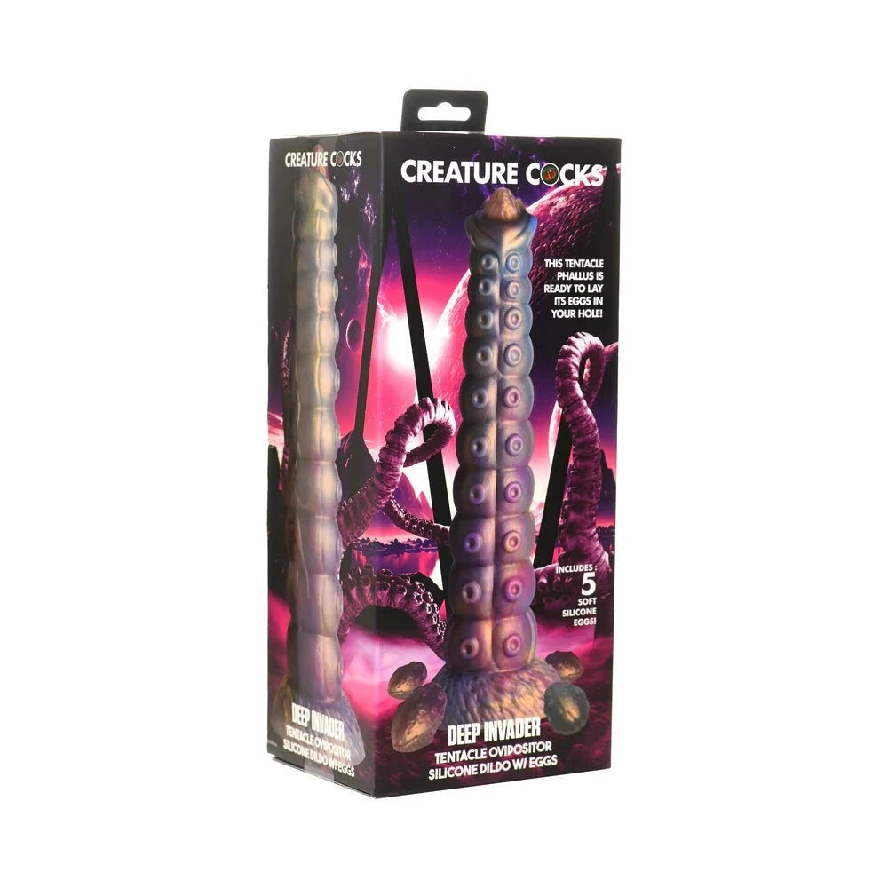 Creature Cocks Deep Invader Tentacle Ovipositor Silicone Dildo with Eggs by Anal Toys & Stimulators