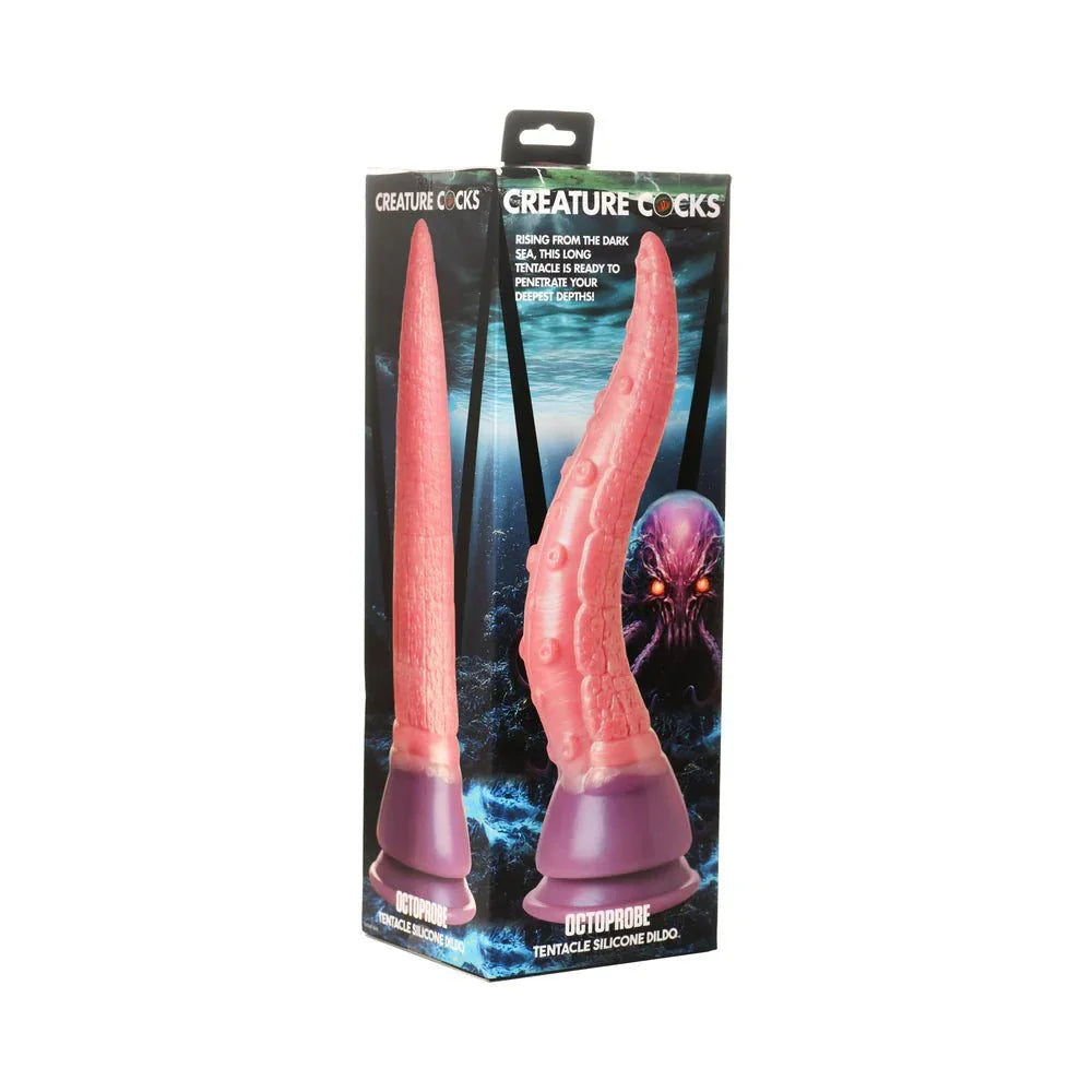 Creature Cocks Octoprobe pink tentacle silicone dildo with suction base in packaging