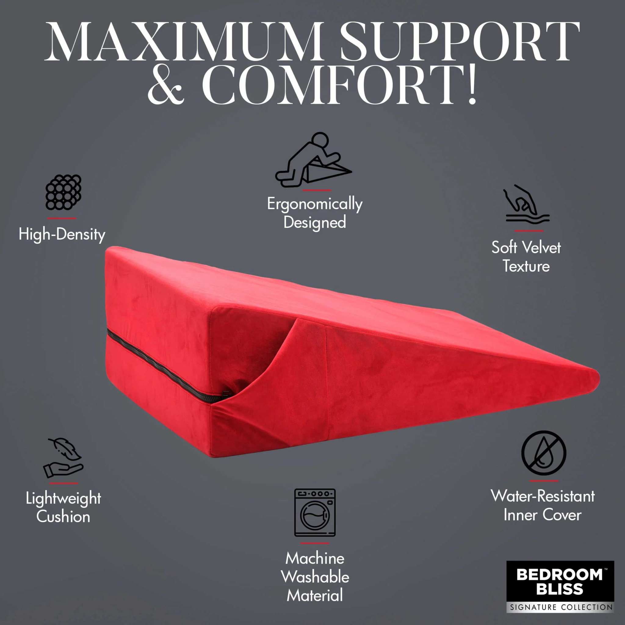 Xl-Love Cushion Large Wedge Pillow - Red by Bondage & Fetish Toys