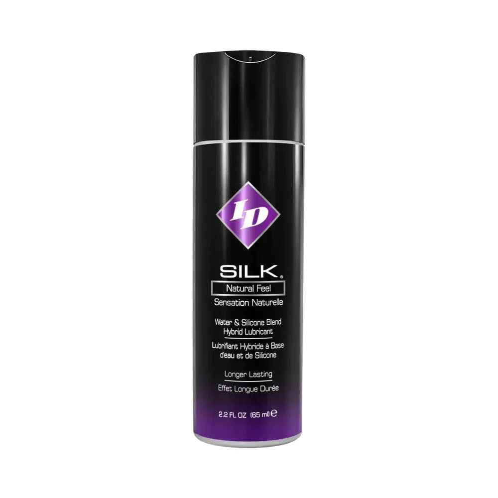ID Silk Hybrid Lubricant bottle with premium long-lasting formula for smooth, natural feel.