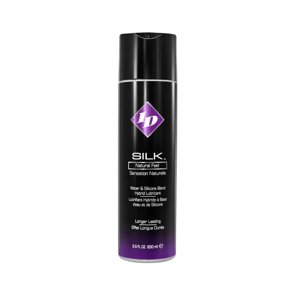 ID Silk Hybrid Lubricant bottle with premium formula for smooth, natural feel.