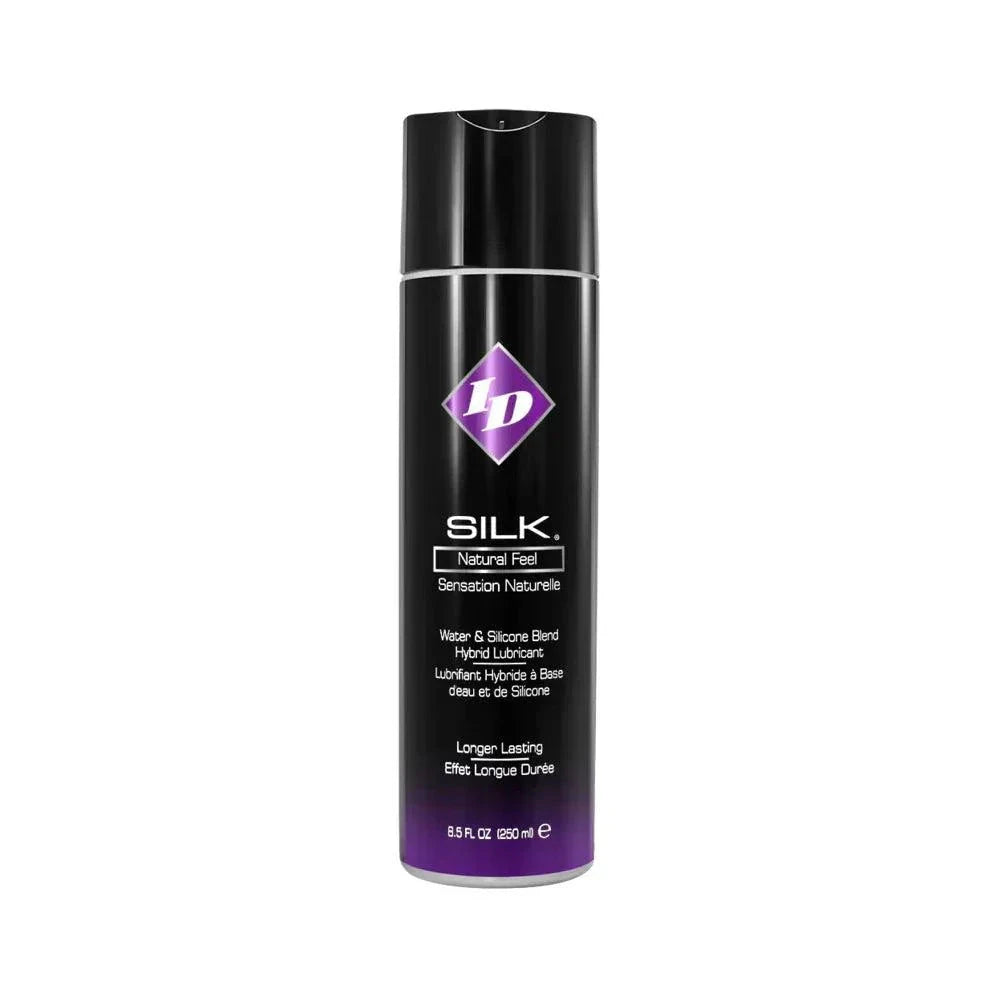 ID Silk Hybrid Lubricant bottle with premium formula for smooth, natural feel.