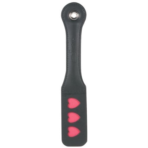 12 Inch Leather Impression Paddle with Heart Design, Premium Tanned Leather, Hand-Stitched, Romantic and Adventurous.