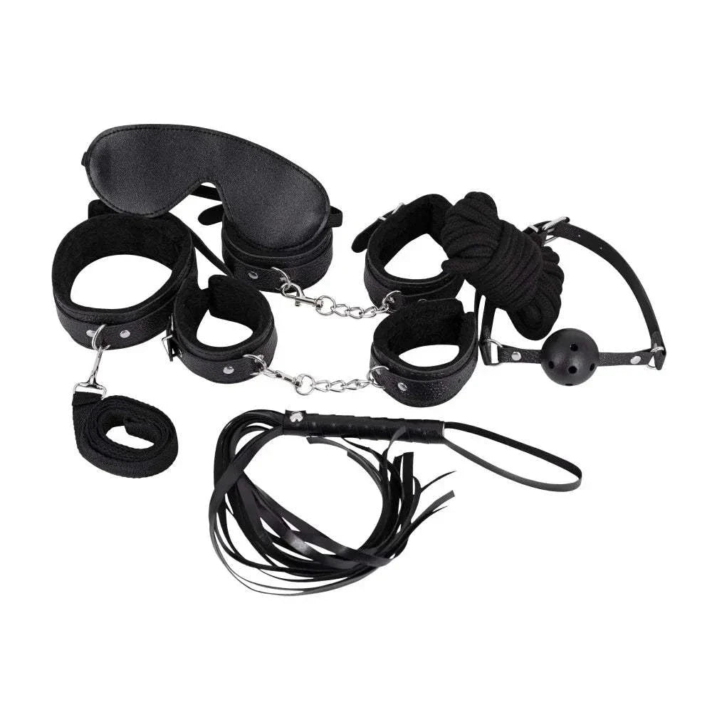 Male Power Leather 7-Pack Lite Bondage Set Black by Bondage & Fetish Toys
