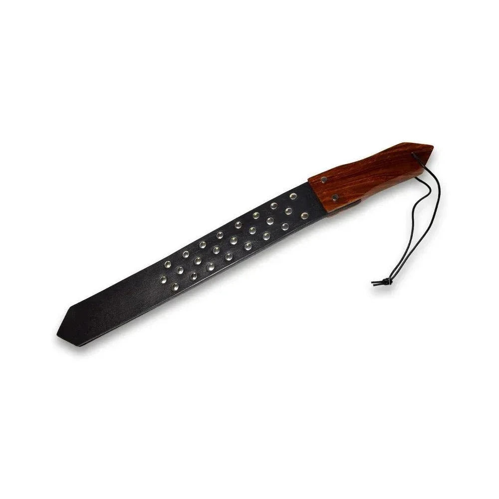 Prowler RED Leather and Wood Studded Paddle by Bondage & Fetish Toys