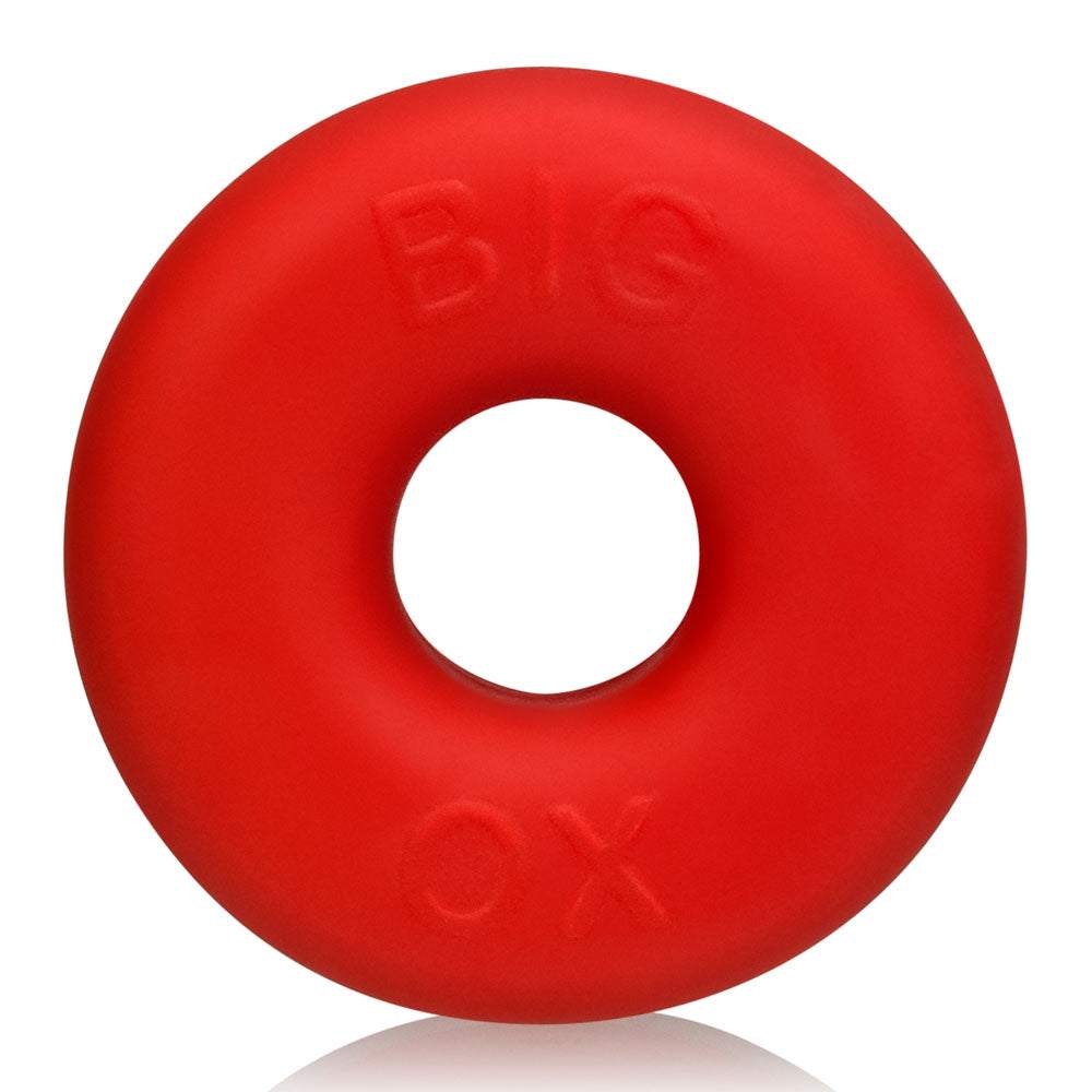 Red Oxballs Big Ox Cockring made from premium silicone with thick, stretchy design for enhanced girth and comfort.