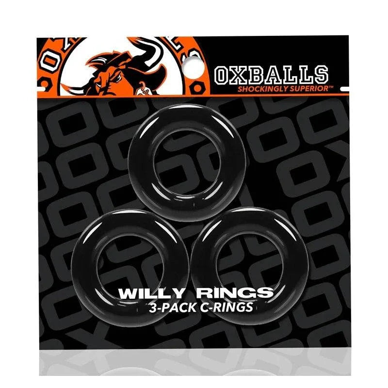 Oxballs Willy Rings 3-Pack Cockrings Durable Silicone Rings for Men Packaging