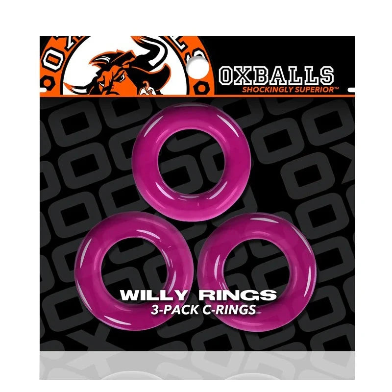 Oxballs Willy Rings 3-Pack Cockrings O/S Hot Pink by Cock & Balls