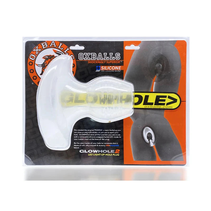 Oxballs Glowhole-2 Buttplug with LED Insert Large Clear Frost by Anal Toys & Stimulators