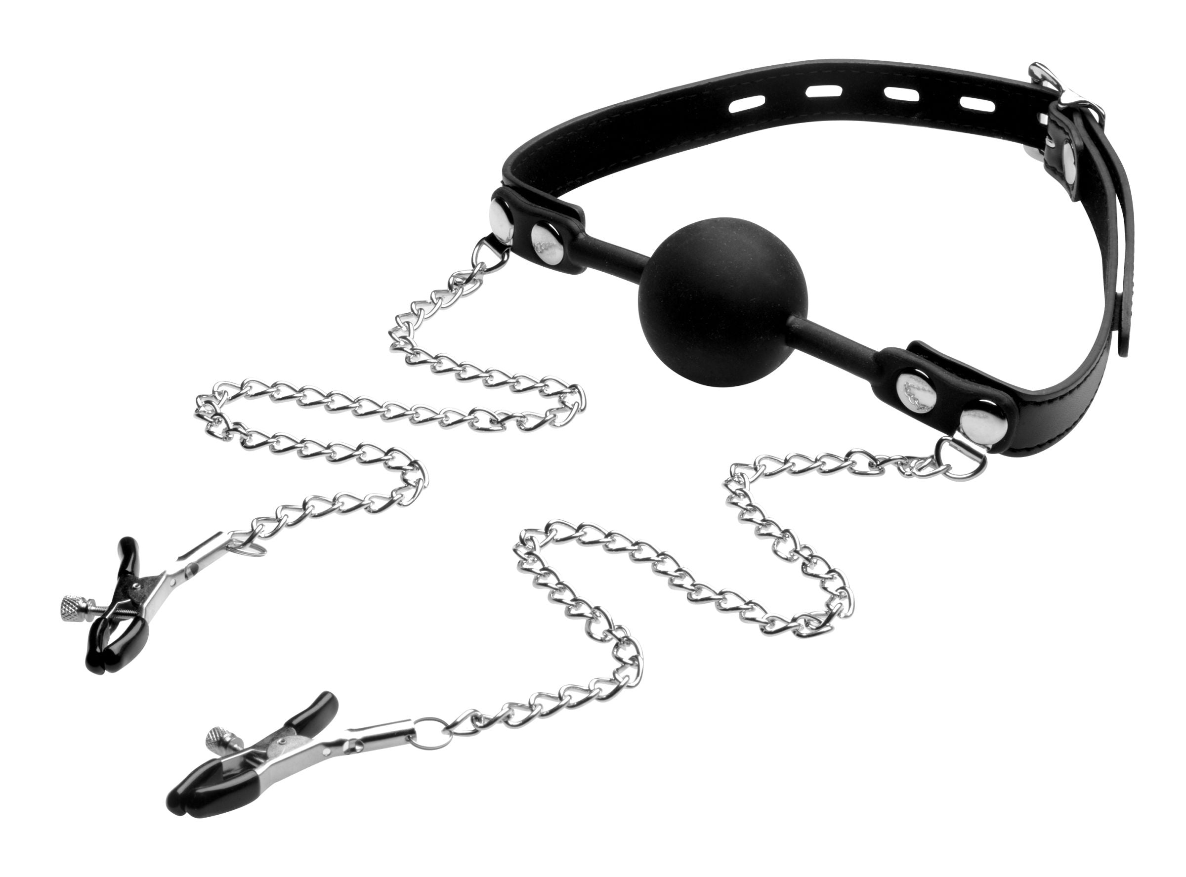 Silicone Ball Gag W/nipple Clamps by Bondage & Fetish Toys