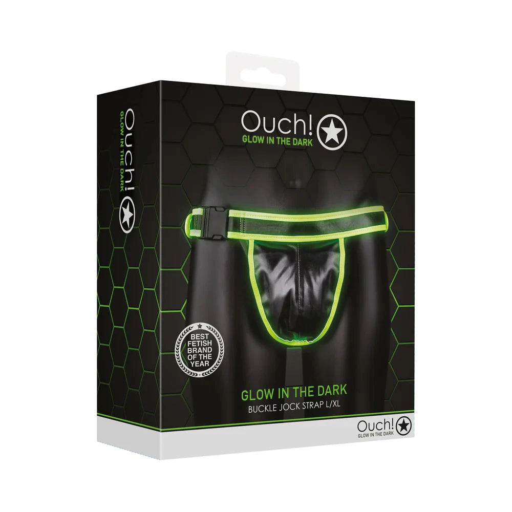 Ouch! Glow in the Dark Buckle Jock Strap Neon Green by Apparel