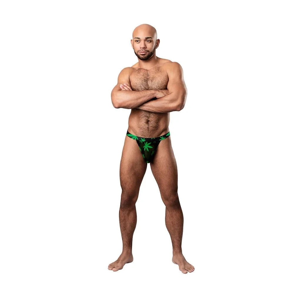 Male Power Hazy Dayz Micro Thong Pot Leaf S/M by Apparel