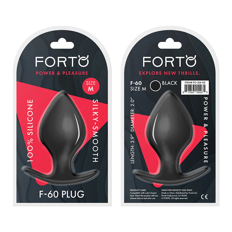 Forto F-60 Spade Silicone Anal Plug Medium Black by Anal Toys & Stimulators