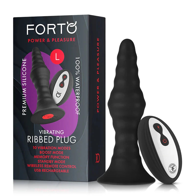 Forto Vibrating Ribbed Plug Rechargeable Remote-Controlled Silicone Anal Plug by Anal Toys & Stimulators