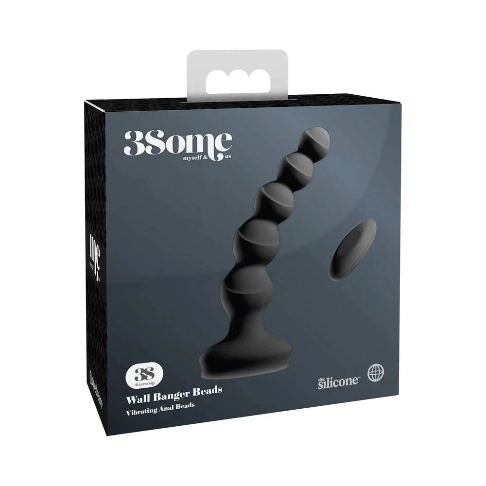 3Some Wall Banger Vibrating Anal Beads With Suction Cup Black by Anal Toys & Stimulators