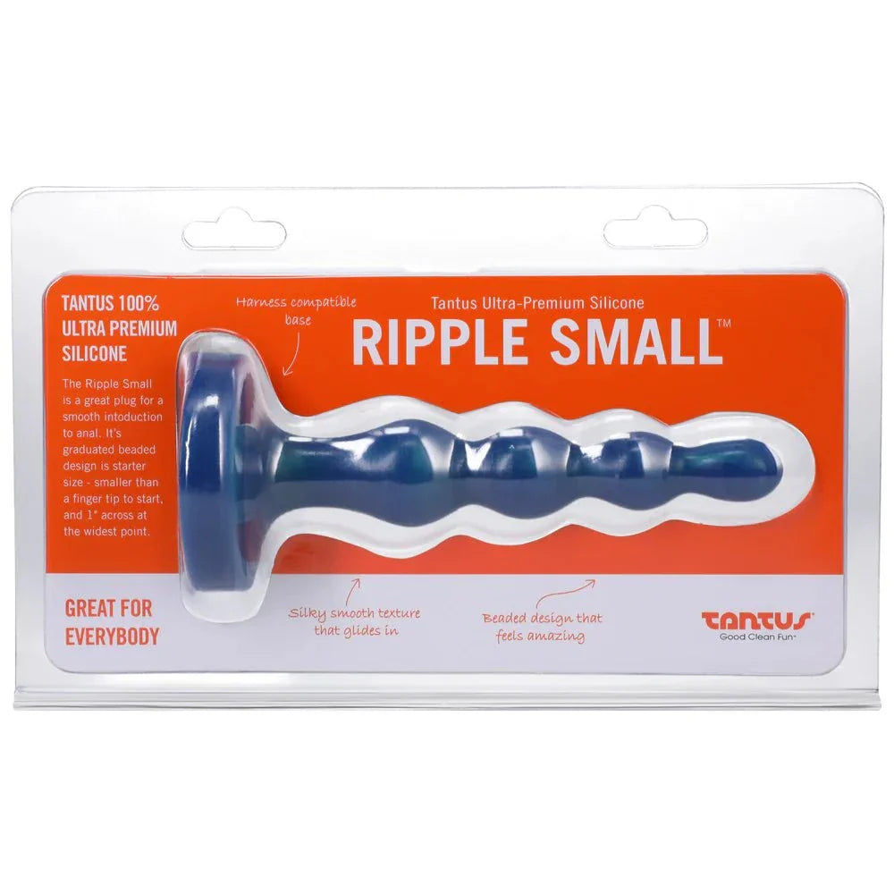 Tantus Ripple 8 in. anal beads dildo in firm silicone with graduated textured design and wide base for safe, pleasurable play