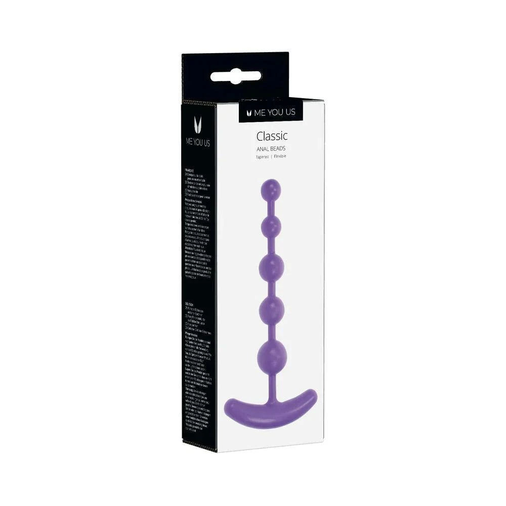 Purple Me You Us Classic Anal Beads with graduated design and easy-grip handle.