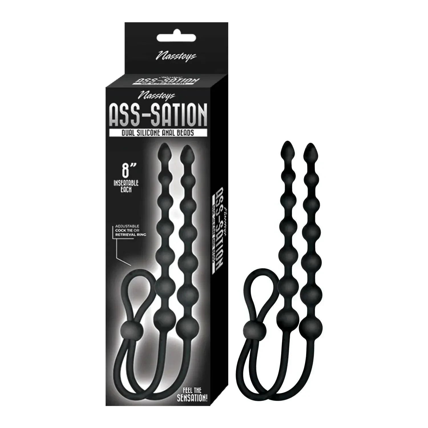 Ass-Sation Dual Silicone Anal Beads Black by Anal Toys & Stimulators