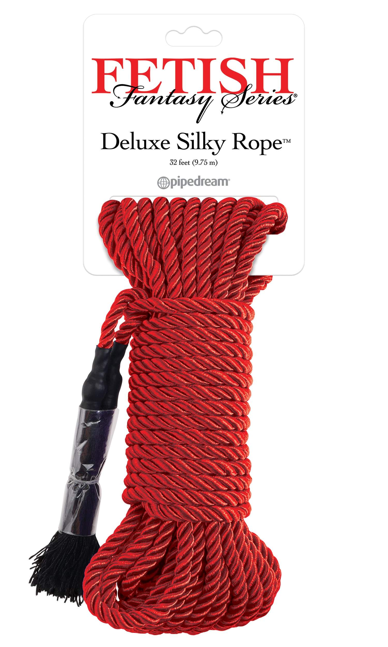 Fetish Fantasy Series Deluxe Silky Red Rope 32ft for bondage play and Shibari techniques