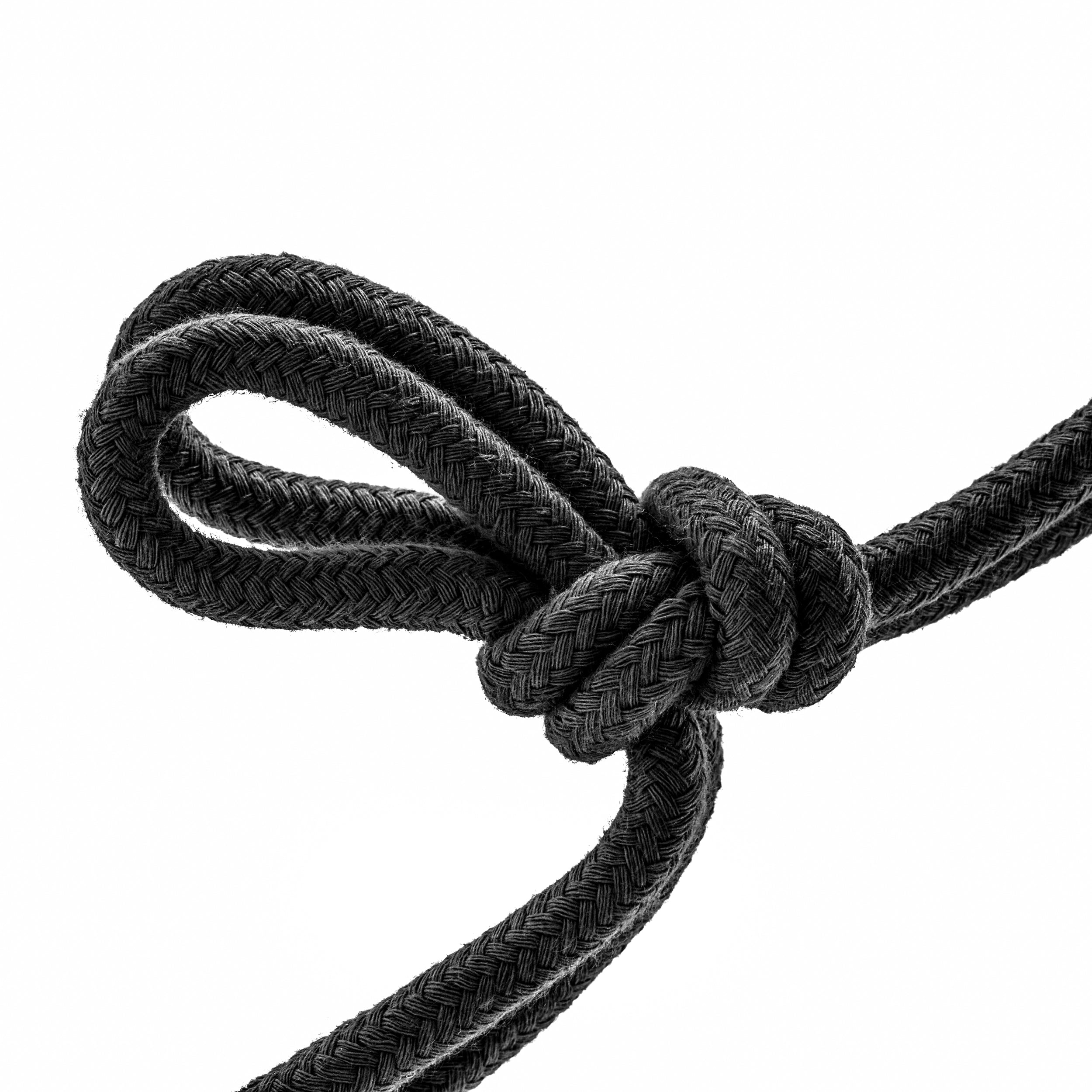 Temptasia Bondage Rope 32 feet black braided cotton with secure knot for intimate play