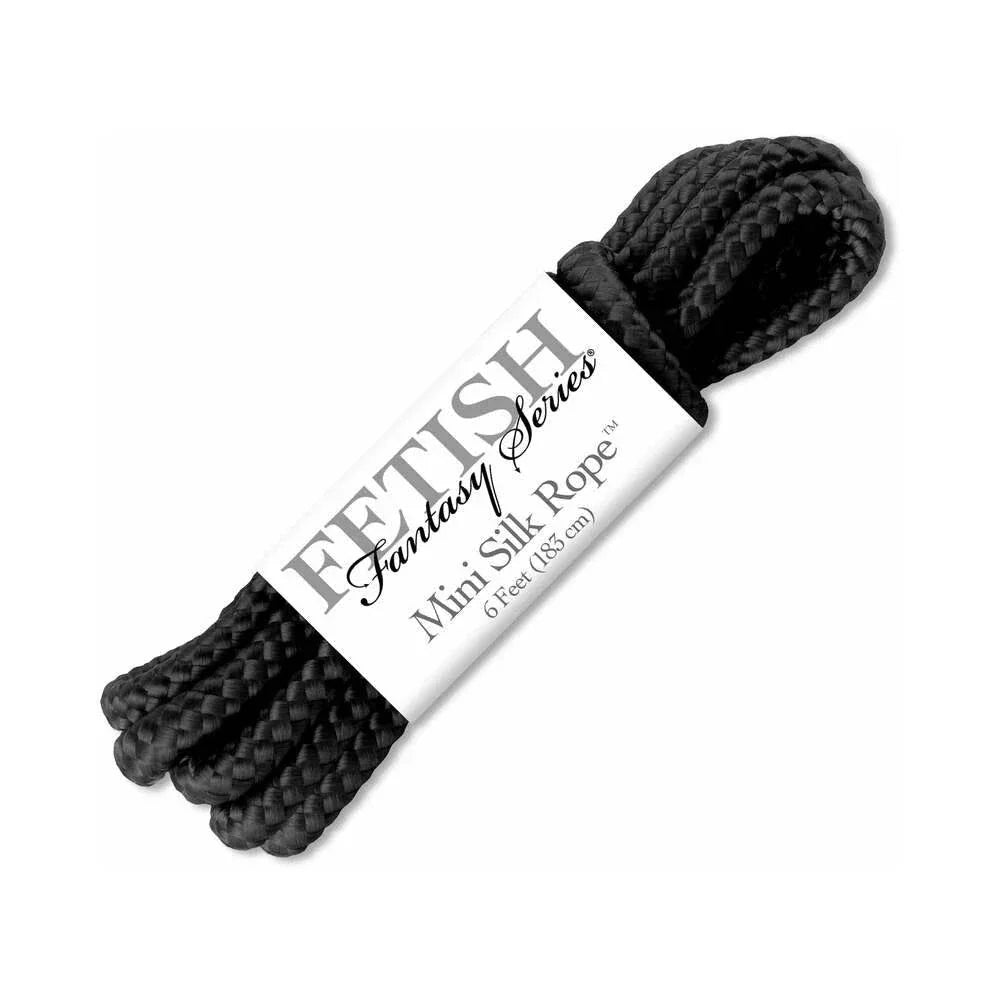Fetish Fantasy Series Mini Silk Rope 6 ft black soft bondage rope for intimate play
