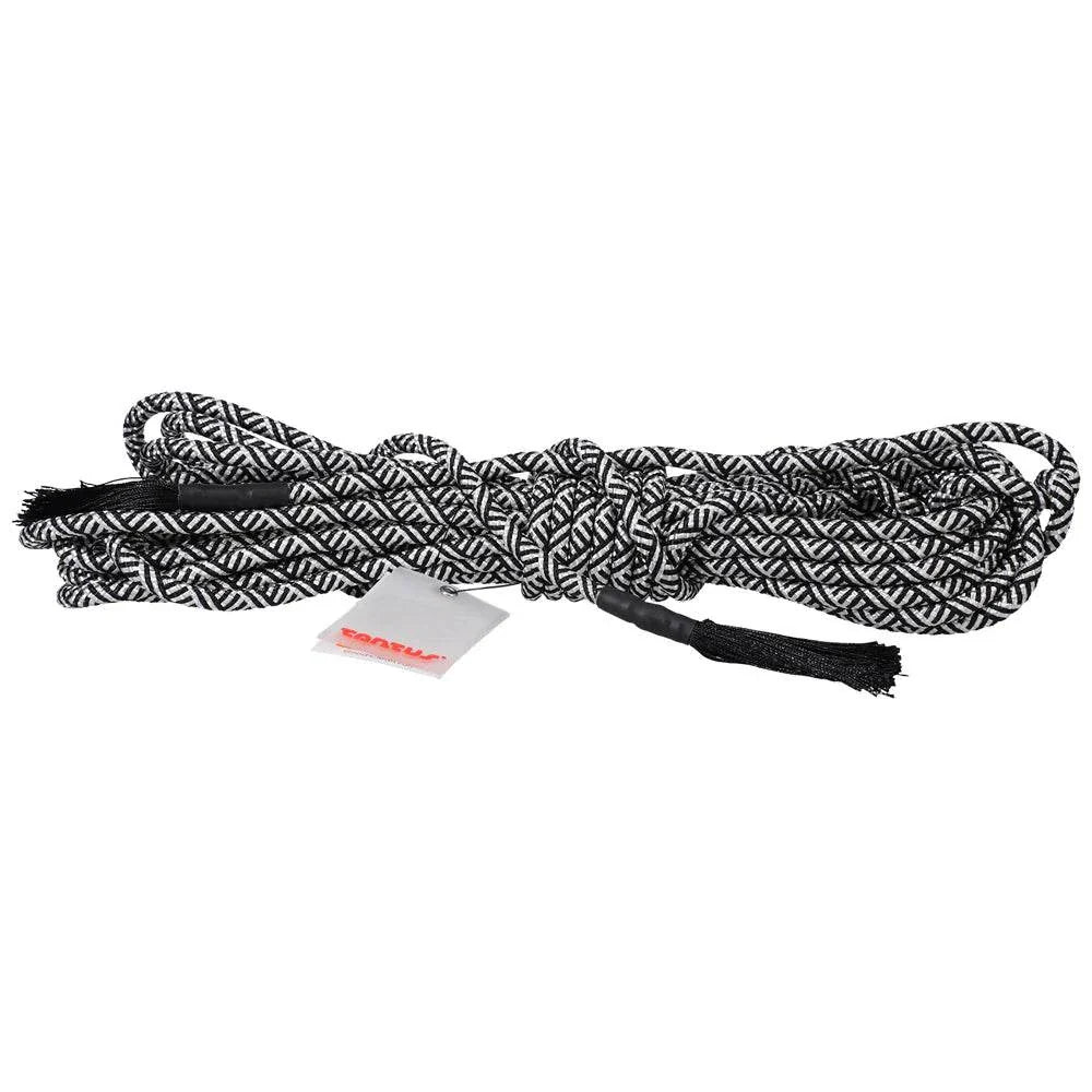 Tantus Rope 30 ft. silver polyester BDSM restraint rope with stylish tassels