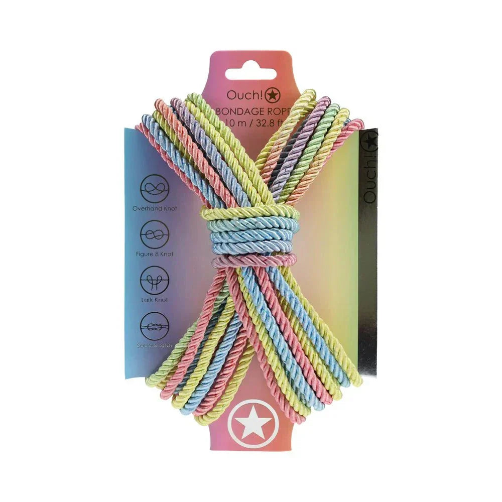 Ouch! Bondage Rope 10m nylon with pastel colors for versatile and durable restraint play