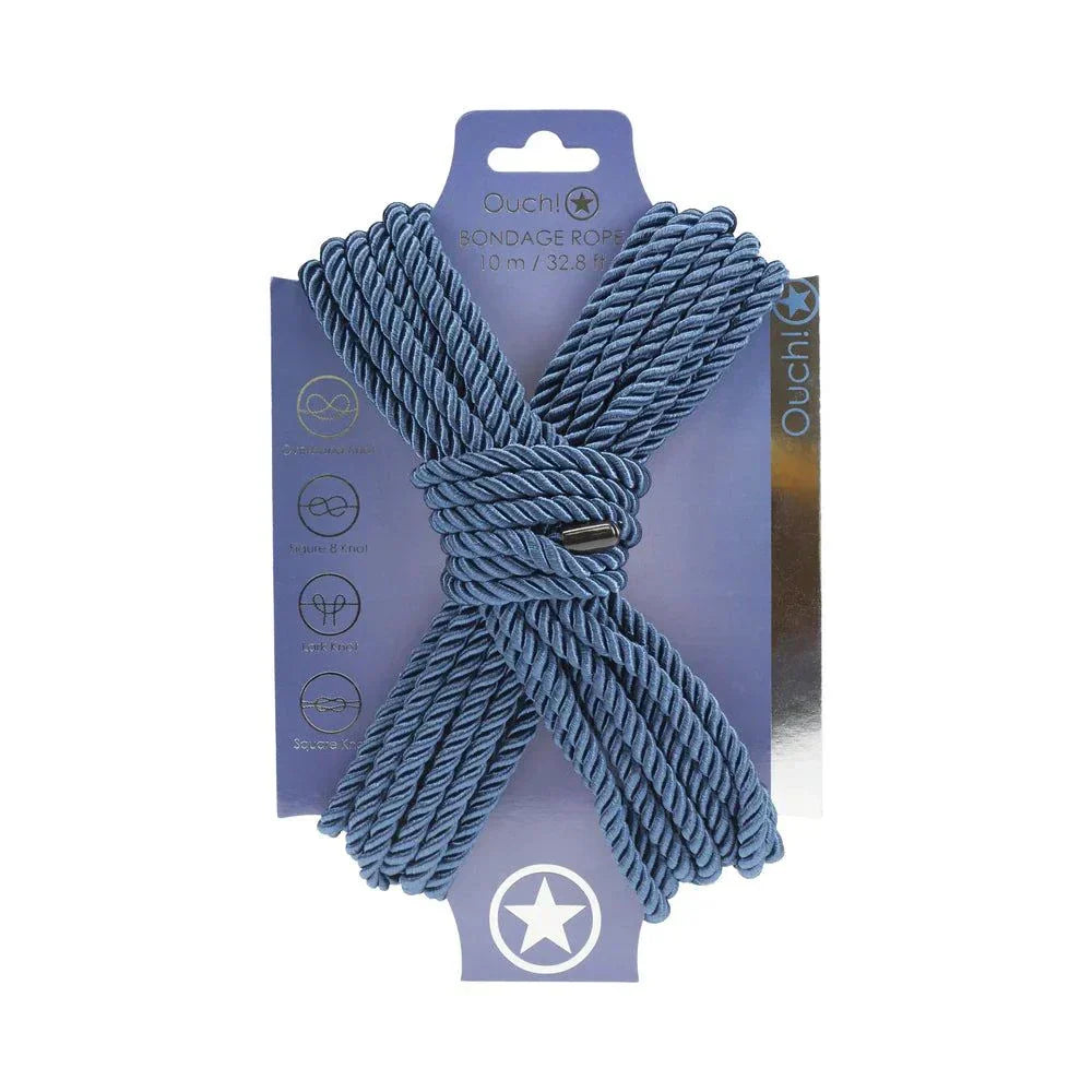 Blue Ouch! Bondage Rope 10m nylon blend, durable and versatile for restraint play