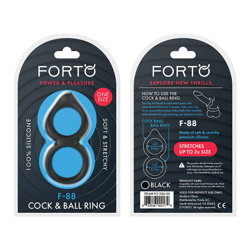 Forto F-88 Liquid Silicone Cock & Ball Ring Black by Cock & Balls
