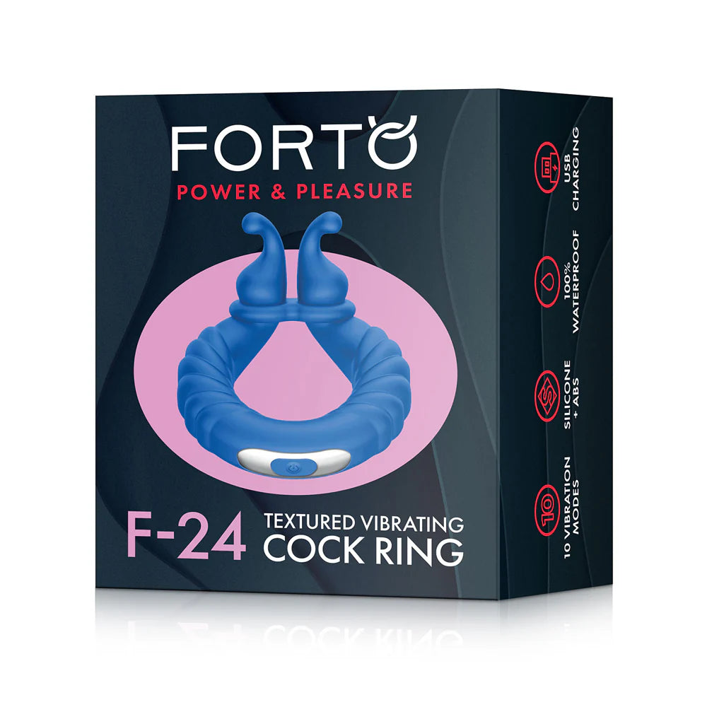 Forto F-24 Rechargeable Silicone Textured Vibrating Cockring with Powerful Vibration by Cock & Balls