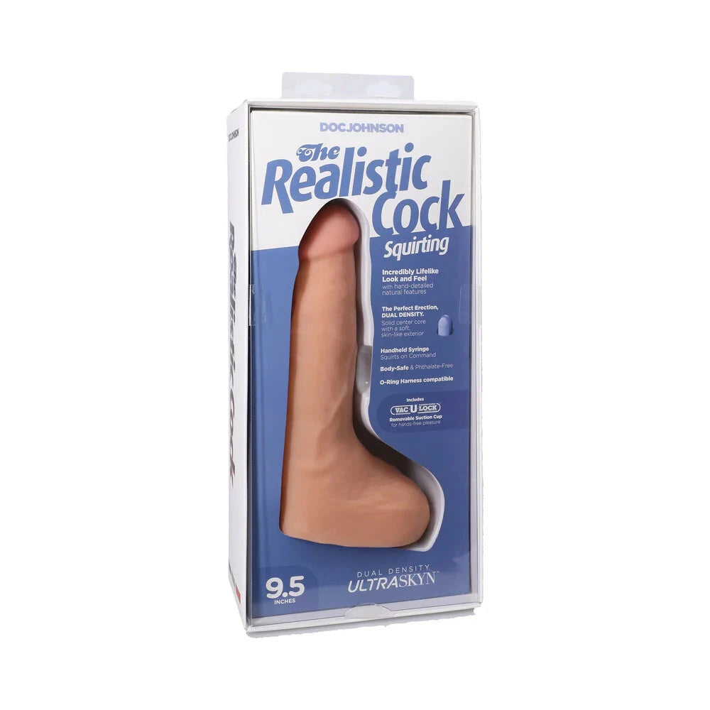 The Realistic Cock Squirting 9.5 in. ULTRASKYN Vac-U-Lock Dildo Vanilla by Anal Toys & Stimulators