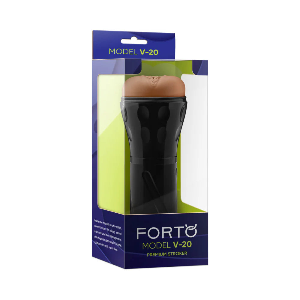 Forto Model V-20 Stroker Premium Male Pleasure Device with Realistic Texture and Design by Masturbators and Strokers