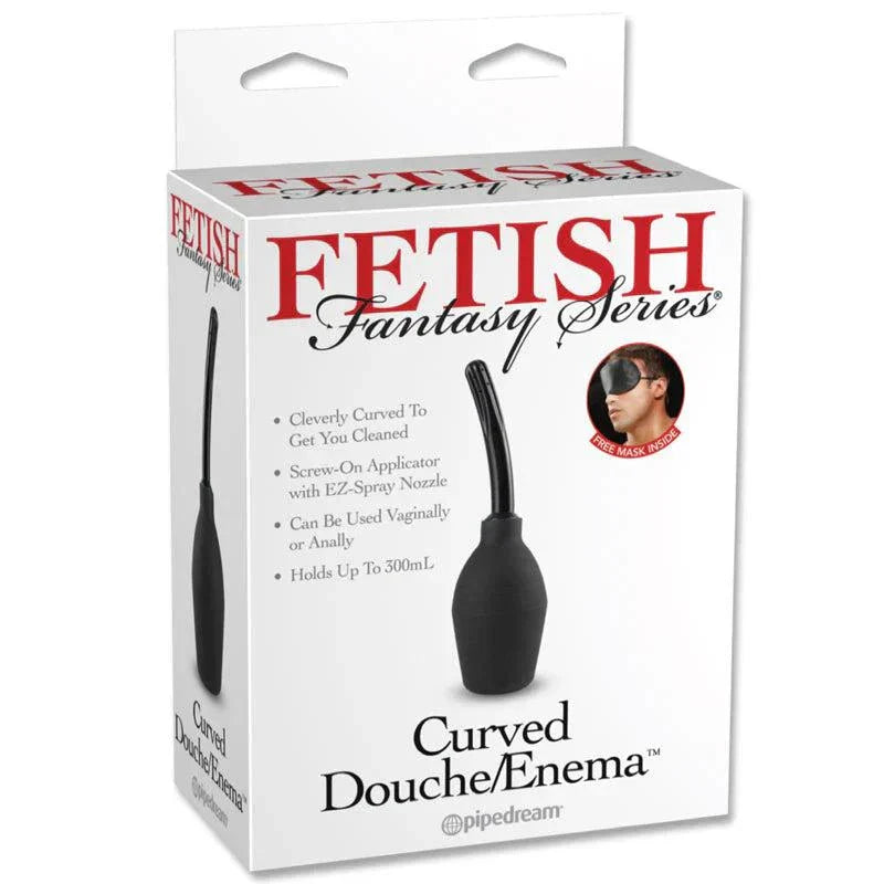 Fetish Fantasy Series Curved Douche/Enema black silicone bulb with curved applicator for intimate cleansing and stimulation