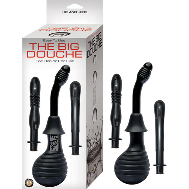 The Big Douche For Vaginal & Anal Use With 3 Unique Attachments (Black) by Sexual Wellness